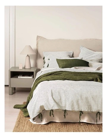 Chambray Mini Stripe Quilt Cover in Khaki