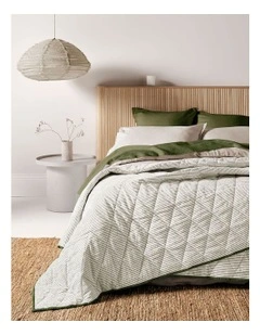 Chambray Mini Stripe Coverlet in Khaki