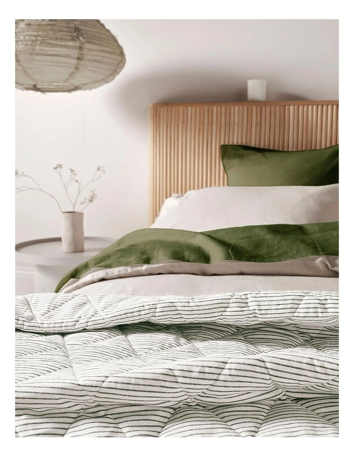 Chambray Mini Stripe Coverlet in Khaki image 2