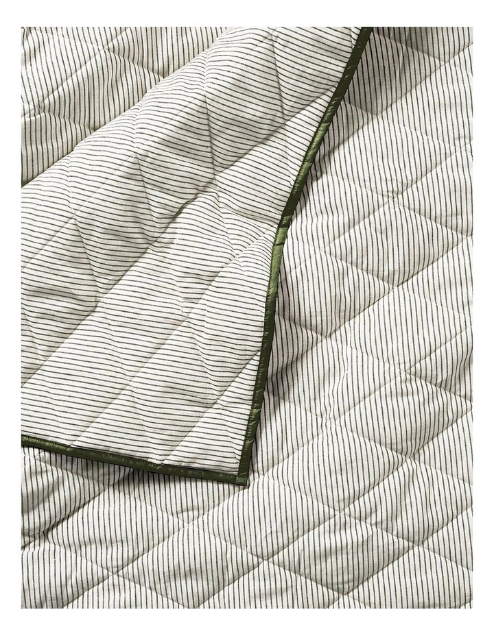 Chambray Mini Stripe Coverlet in Khaki image 3