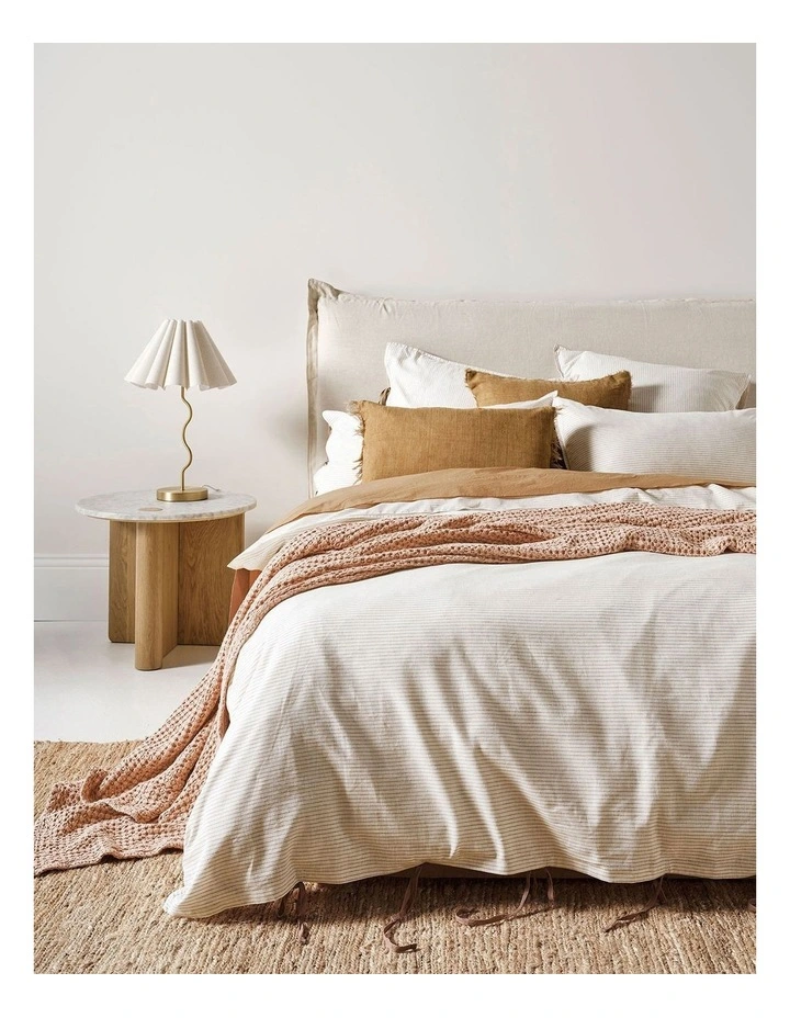 Chambray Mini Stripe Quilt Cover in Natural image 1