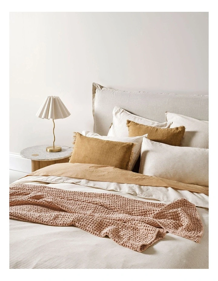 Chambray Mini Stripe Quilt Cover in Natural image 2