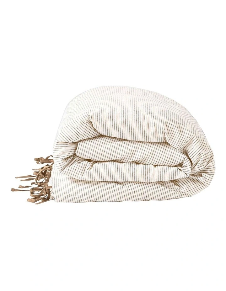 Chambray Mini Stripe Quilt Cover in Natural image 6