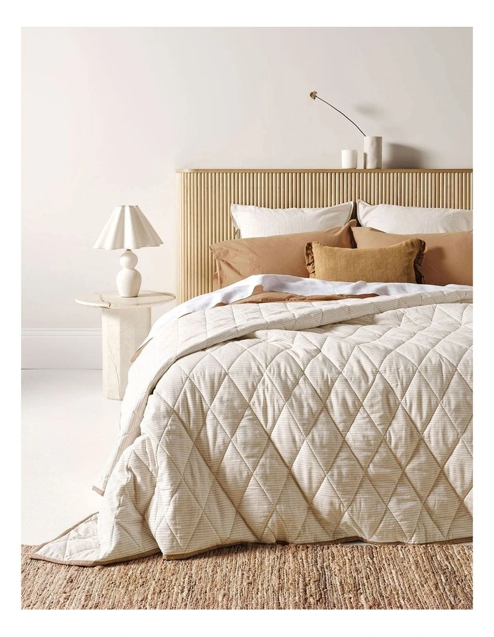 Chambray Mini Stripe Coverlet in Natural image 1