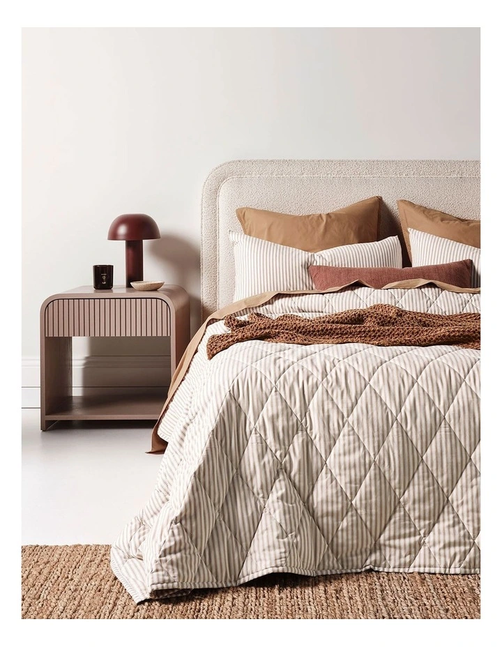 Ticking Stripe Coverlet in Bronze image 1