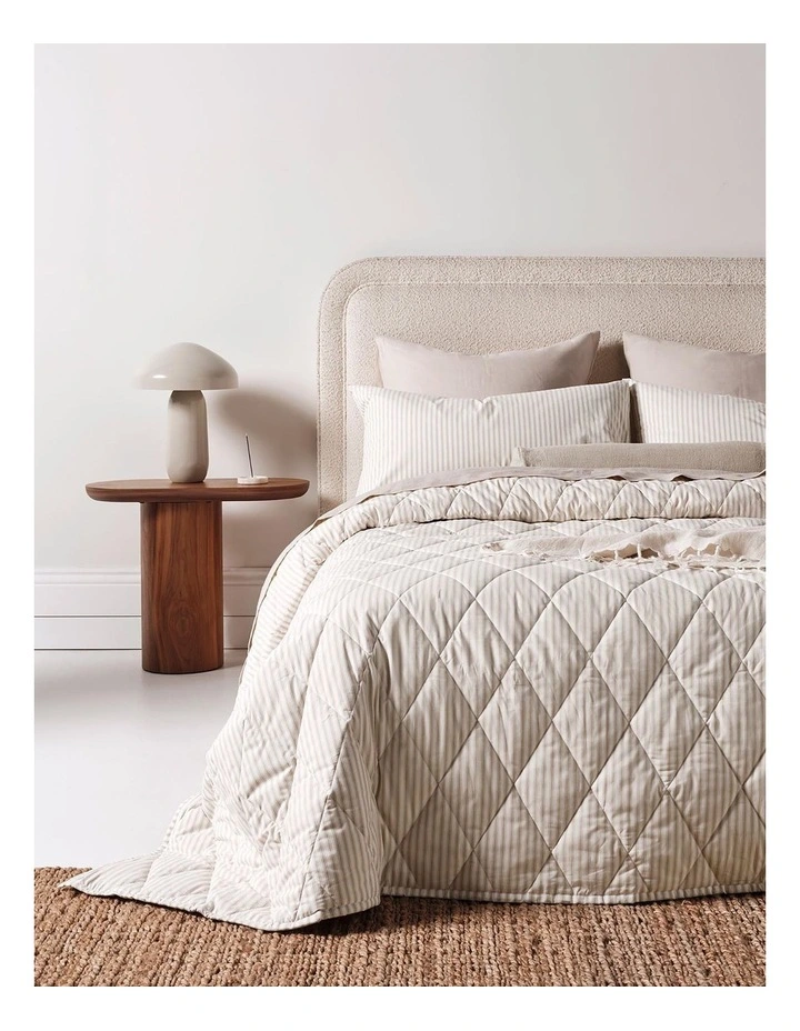 Ticking Stripe Coverlet in Natural image 1