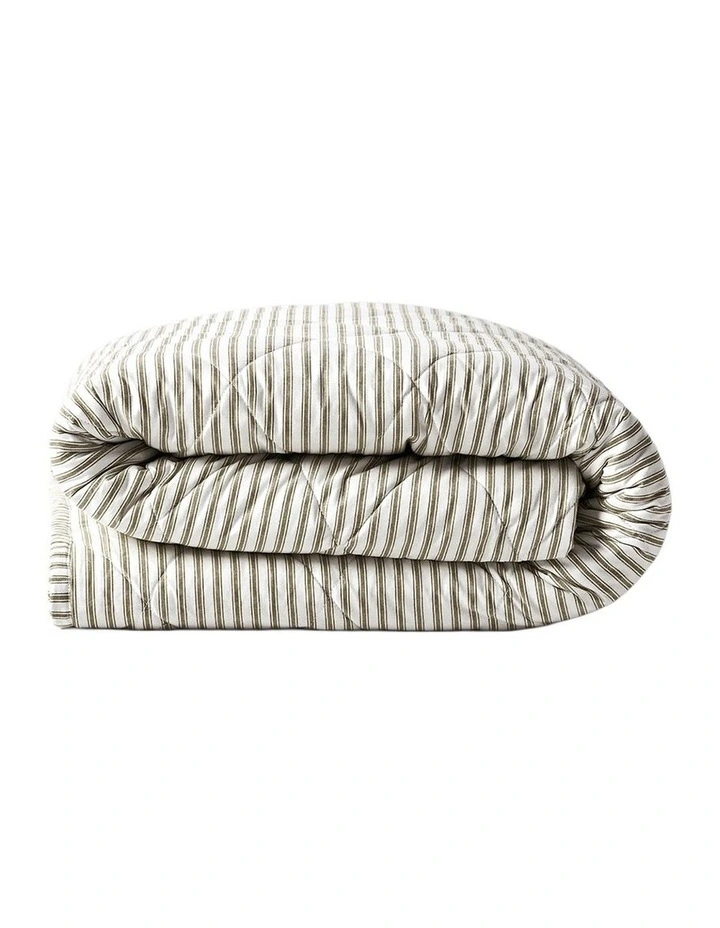 Ticking Stripe Coverlet in Olive image 4