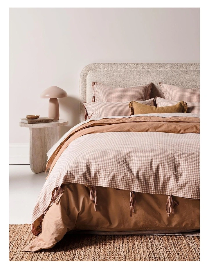 Mini Gingham Bedlinen Collection in Clay image 1