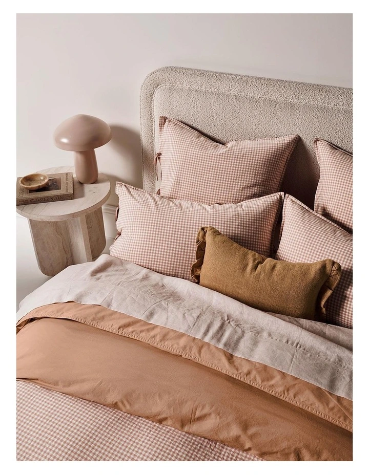 Mini Gingham Bedlinen Collection in Clay image 2