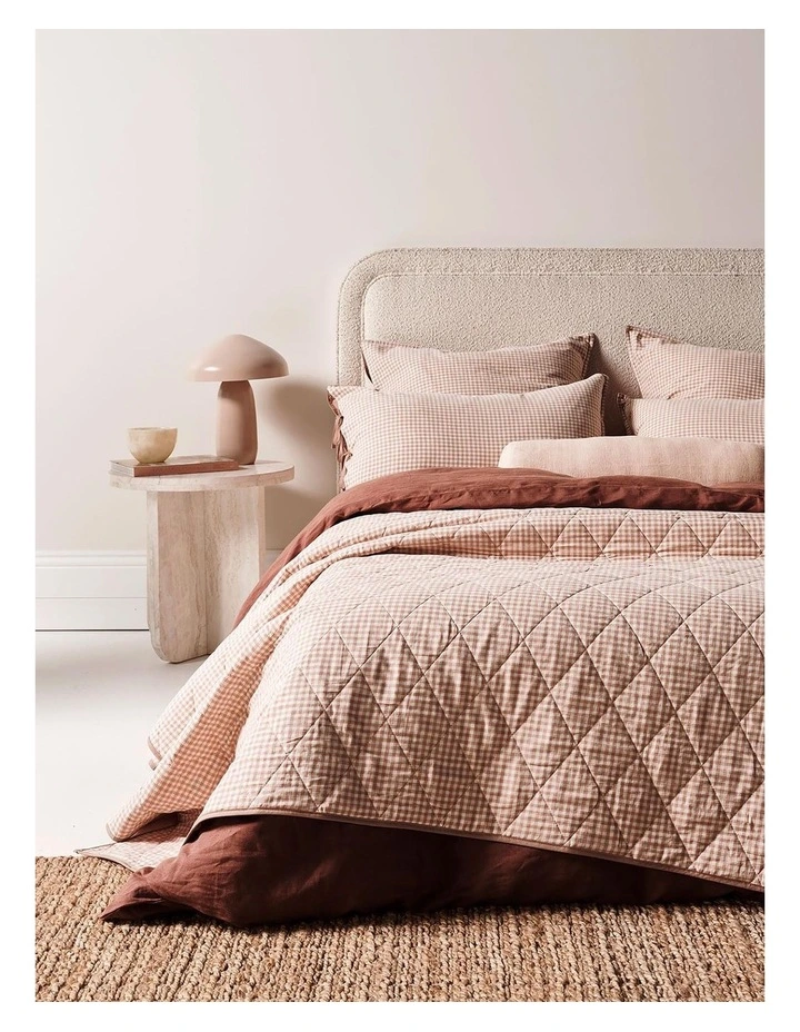 Mini Gingham Coverlet in Clay image 1