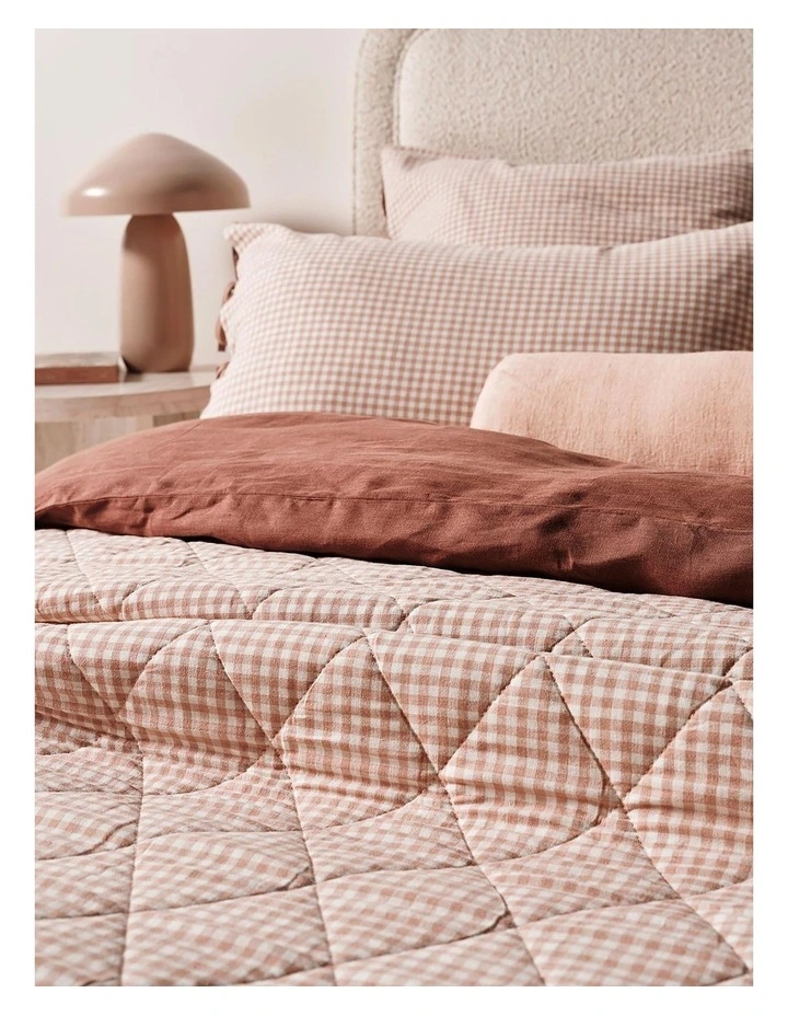 Mini Gingham Coverlet in Clay image 2