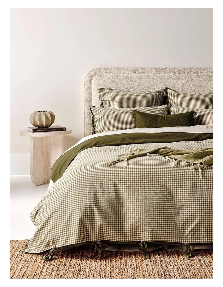 Mini Gingham Bedlinen Collection in Olive image 1