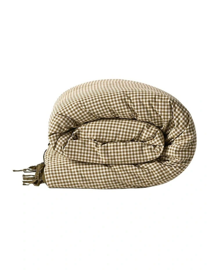 Mini Gingham Bedlinen Collection in Olive image 4