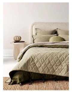 Mini Gingham Coverlet in Olive