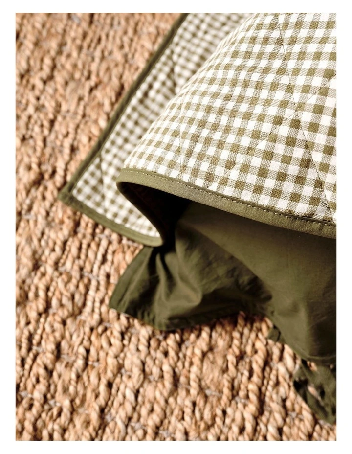 Mini Gingham Coverlet in Olive image 4