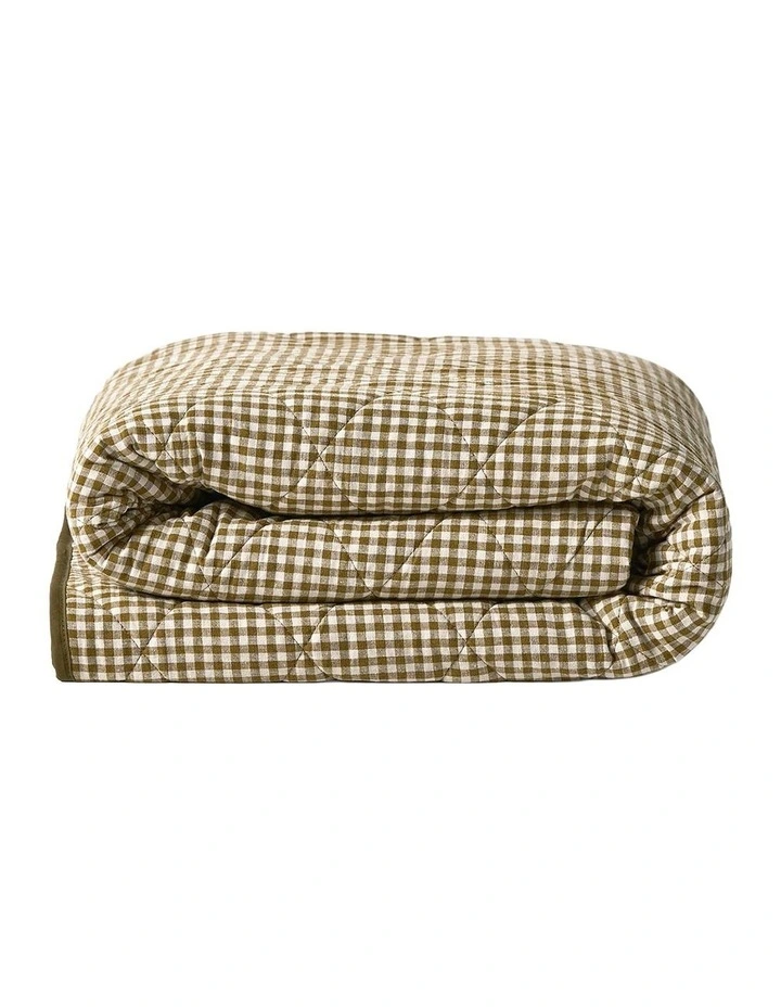 Mini Gingham Coverlet in Olive image 5