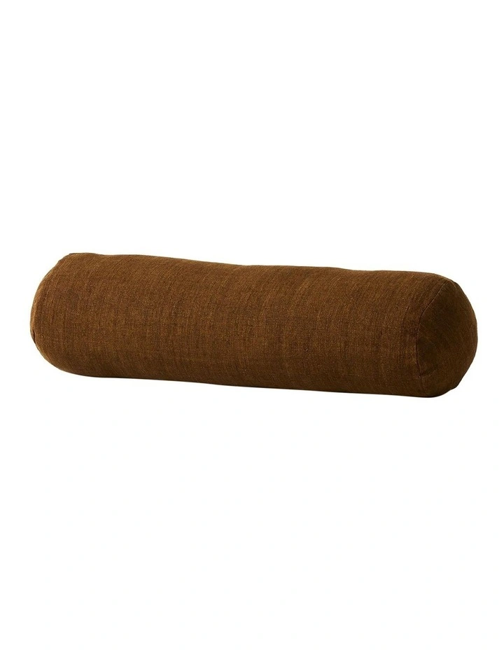 Vintage Linen Fringe Bolster in Nutmeg image 1