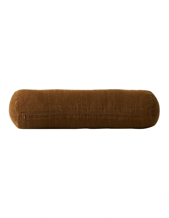 Vintage Linen Fringe Bolster in Nutmeg image 2