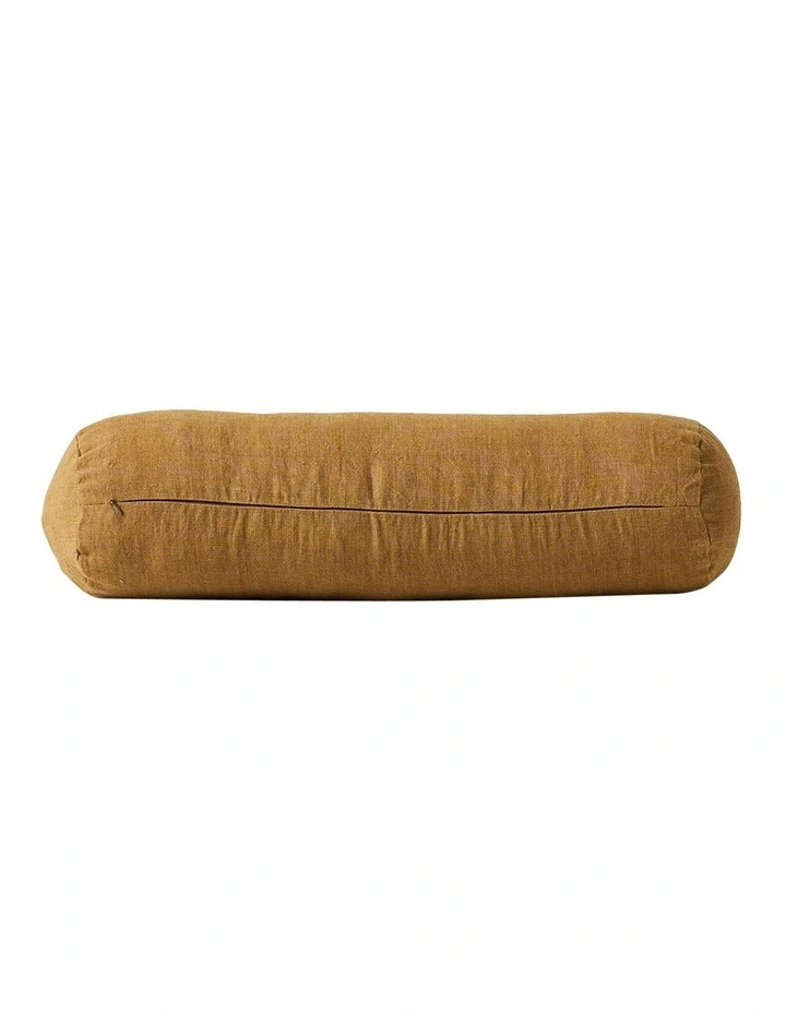 Vintage Linen Fringe Bolster in Bronze image 2