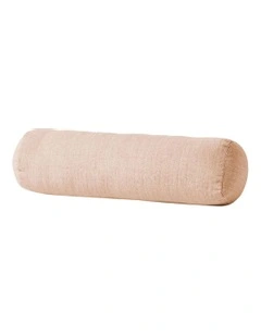 Vintage Linen Fringe Bolster in Shell Pink