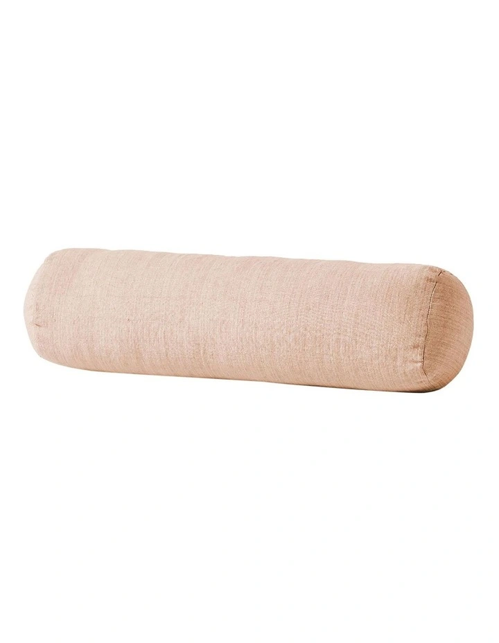Vintage Linen Fringe Bolster in Shell Pink image 1