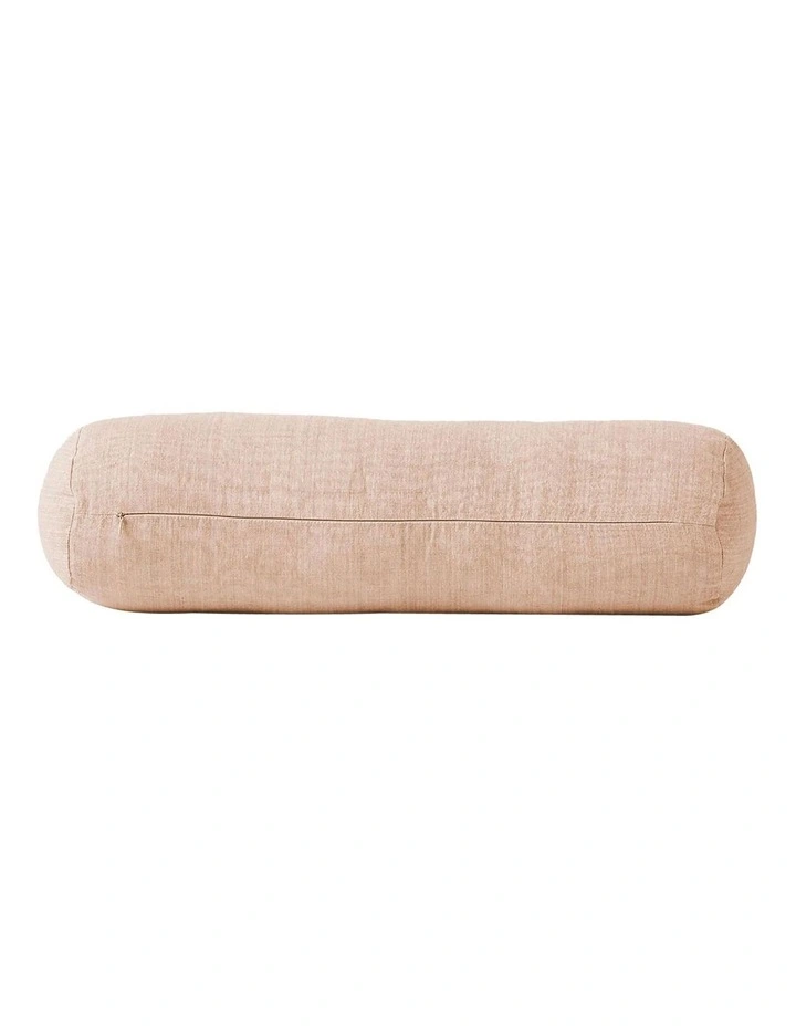 Vintage Linen Fringe Bolster in Shell Pink image 2