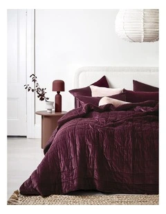 Luxury Velvet Coverlet in Mulberry