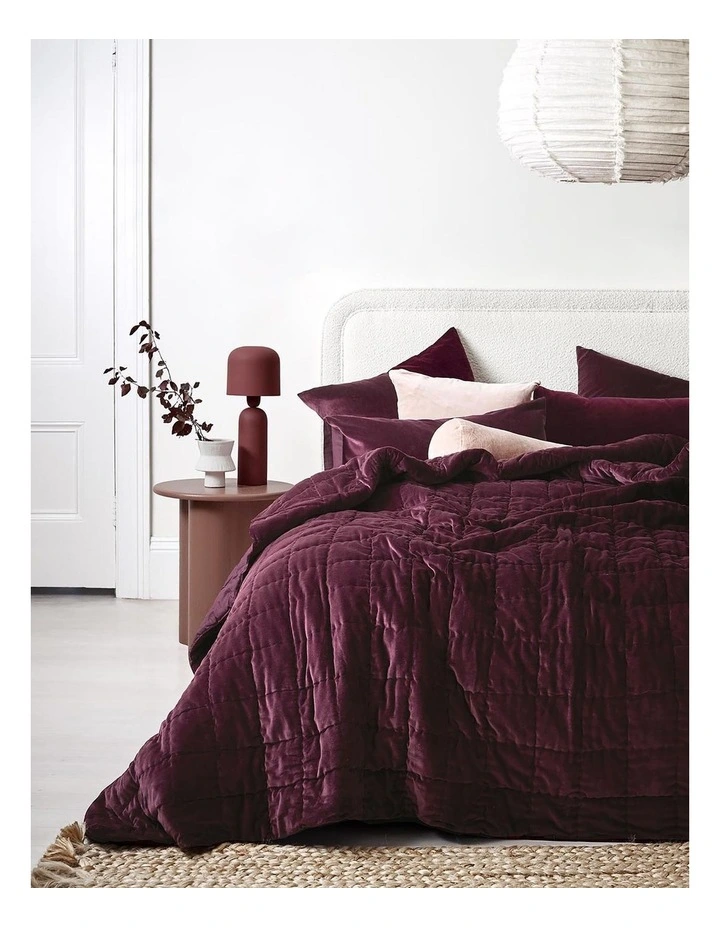 Luxury Velvet Coverlet in Mulberry image 1