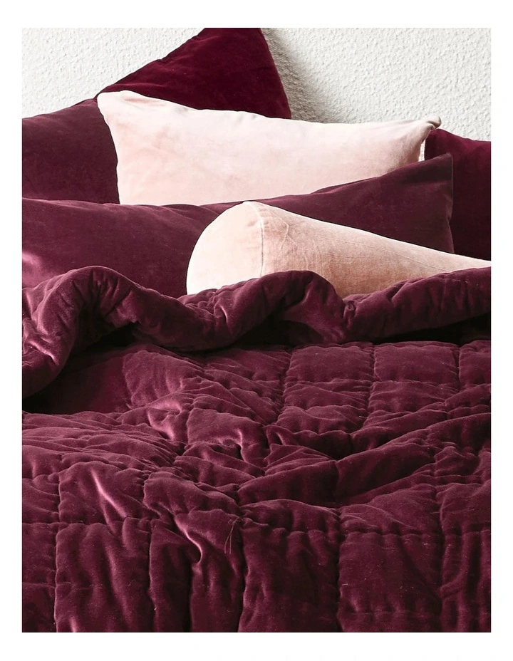 Luxury Velvet Coverlet in Mulberry image 2