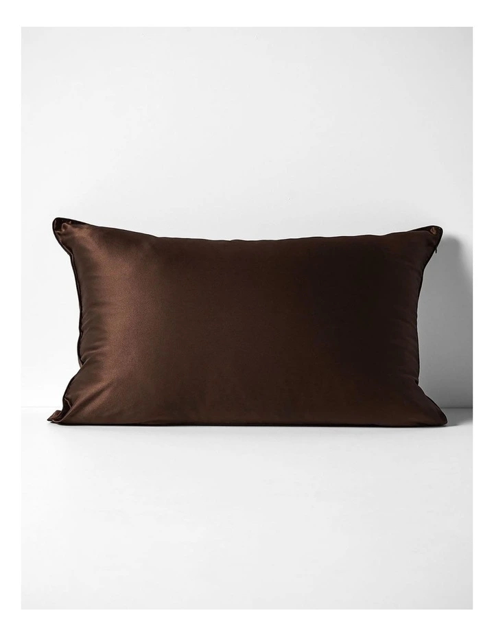 Zara Silk Linen Standard Pillowcase in Chocolate image 1