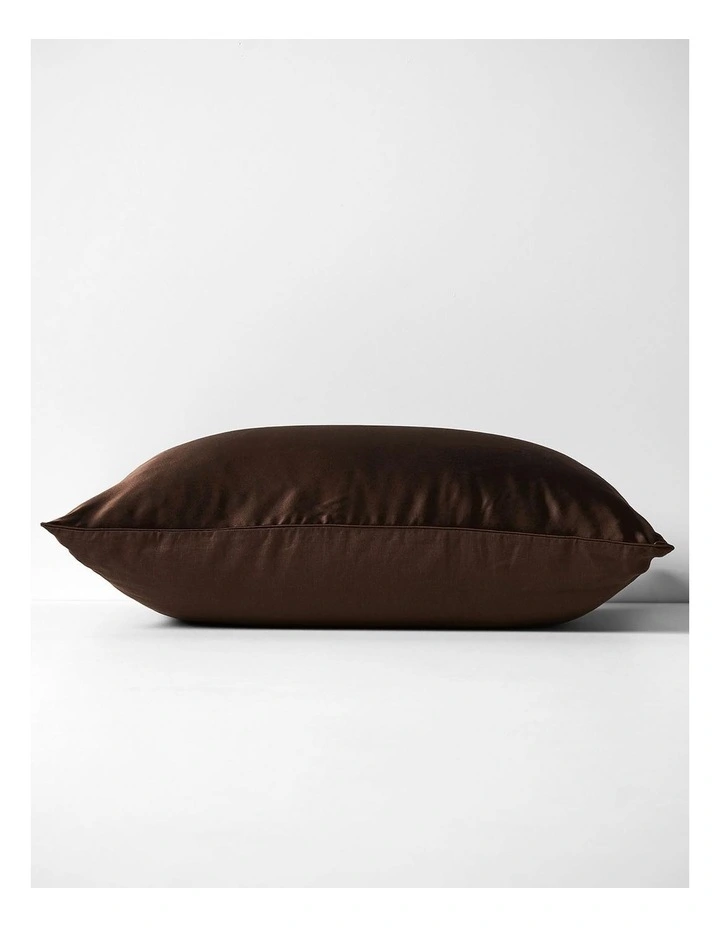 Zara Silk Linen Standard Pillowcase in Chocolate image 3