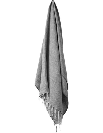 Vintage Linen Fringe Throw in Smoke
