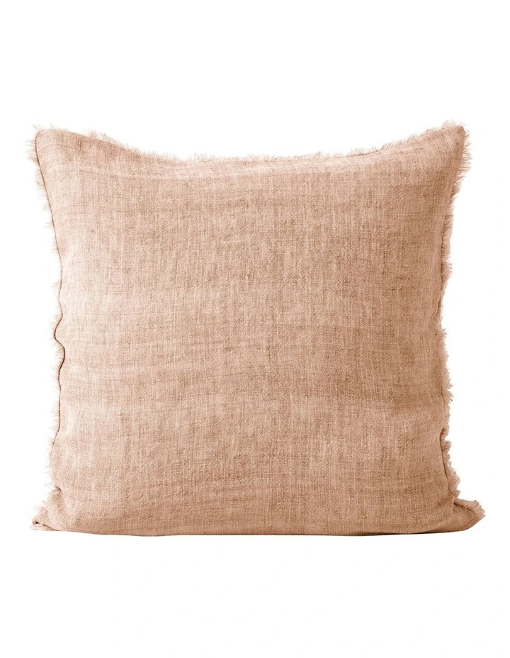 Vintage Linen Fringe Cushion in Clay image 1