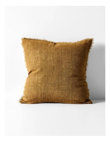 Vintage Linen Fringe Cushion in Bronze