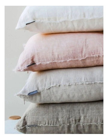 Vintage Linen Fringe Cushion in Natural