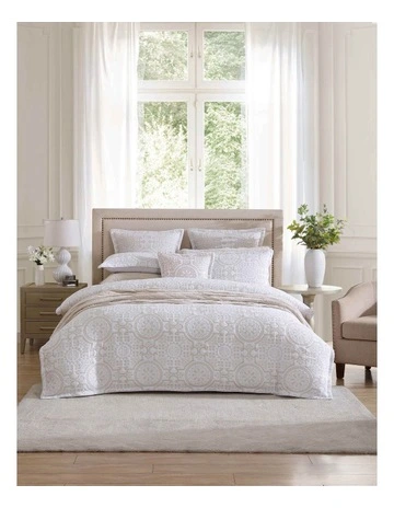Mayfair Quilt Cover Set in Stone