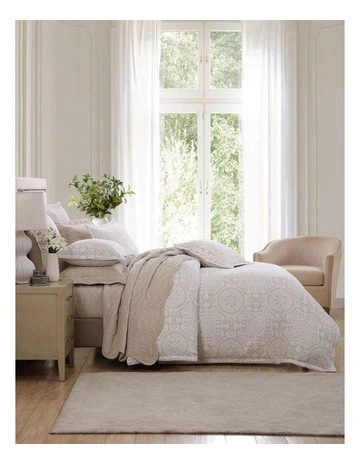 Mayfair Quilt Cover Set in Stone