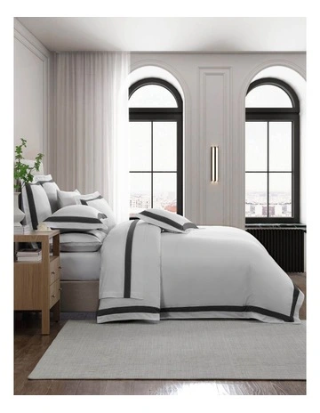 Bentley Quilt Cover Set in White/Grey