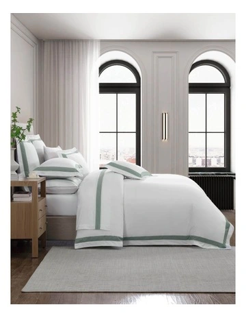 Bentley Quilt Cover Set in White/Sage