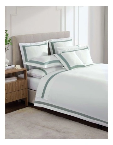 Bentley Quilt Cover Set in White/Sage