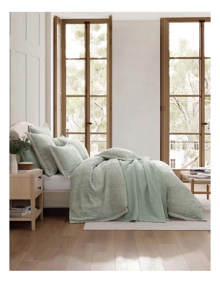 Florence Quilt Cover Set in Sage image 1