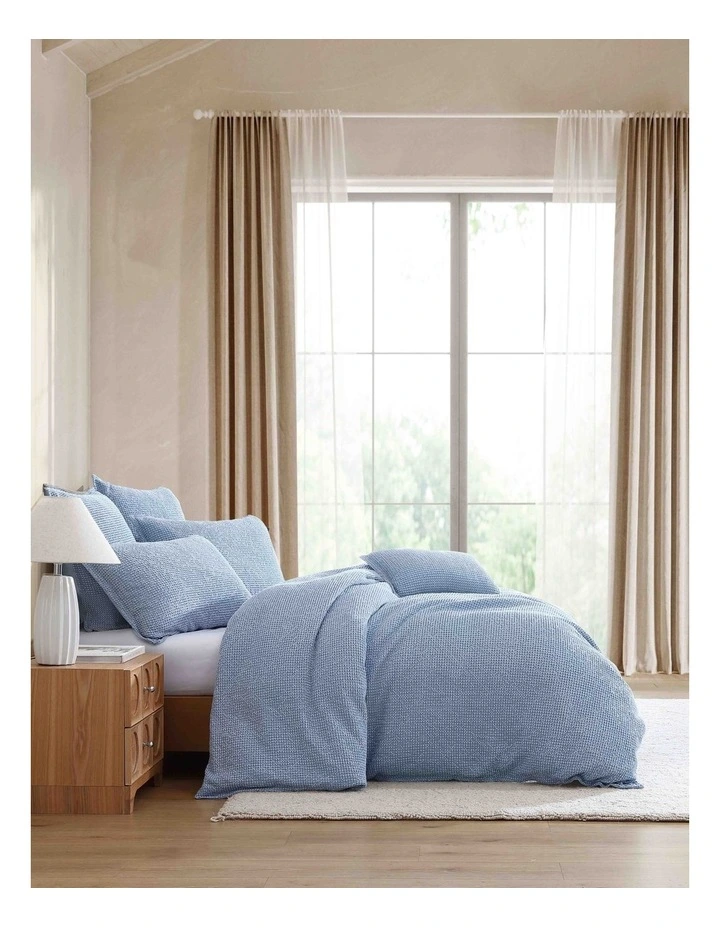 Urban Waffle Quilt Cover Set in Chambray image 1