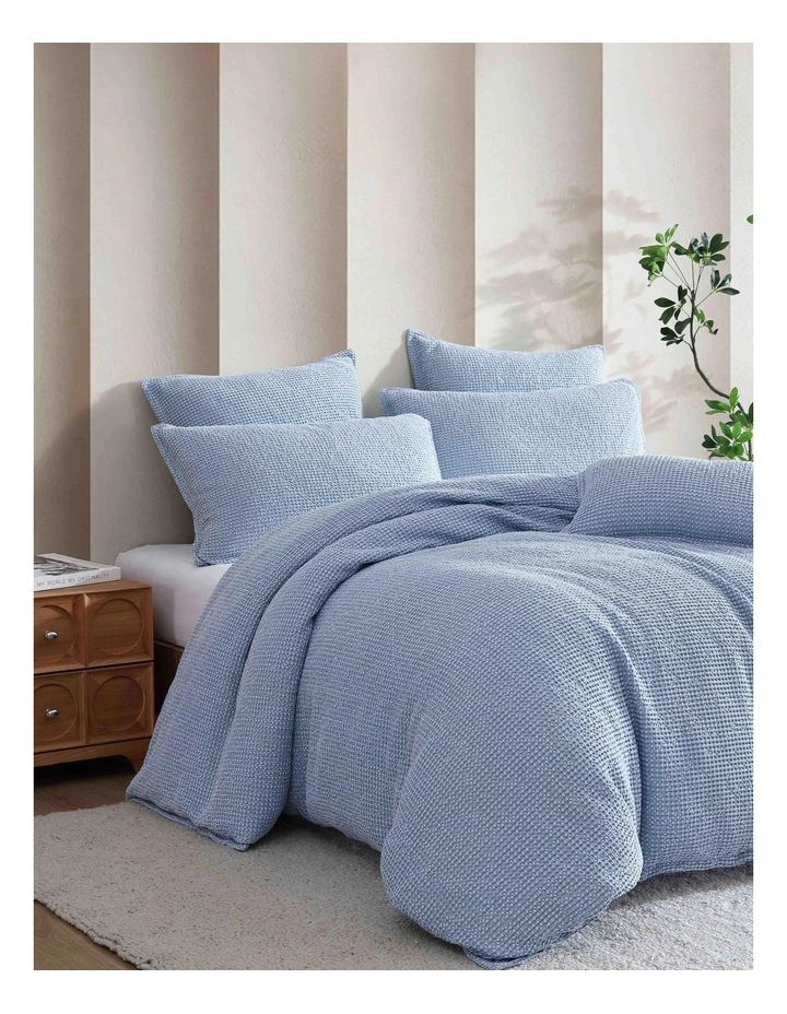 Urban Waffle Quilt Cover Set in Chambray image 2