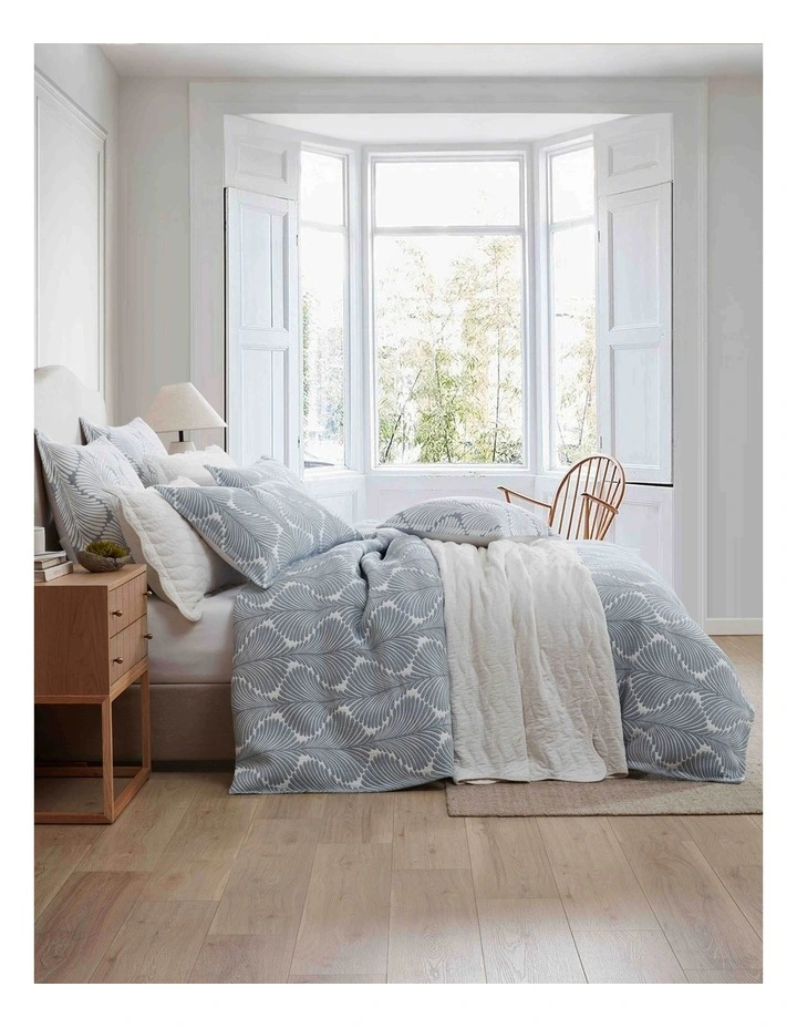 Monsera Quilt Cover Set in Chambray image 1