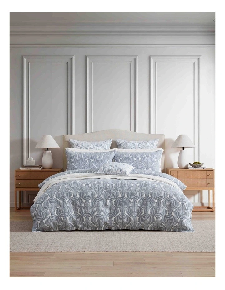 Monsera Quilt Cover Set in Chambray image 3
