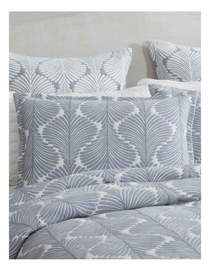 Monsera Quilt Cover Set in Chambray image 4