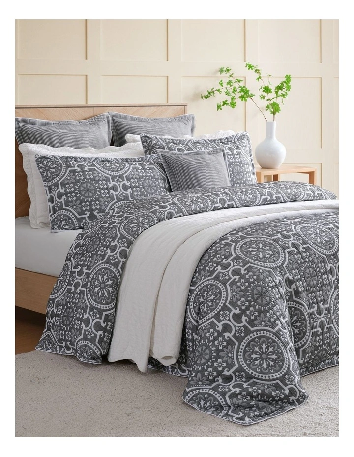 Mayfair Quilt Cover Set in Charcoal image 2