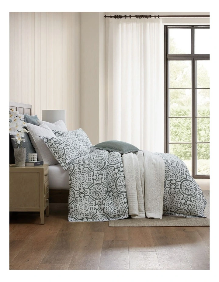 Mayfair Quilt Cover Set in Cilantro image 1