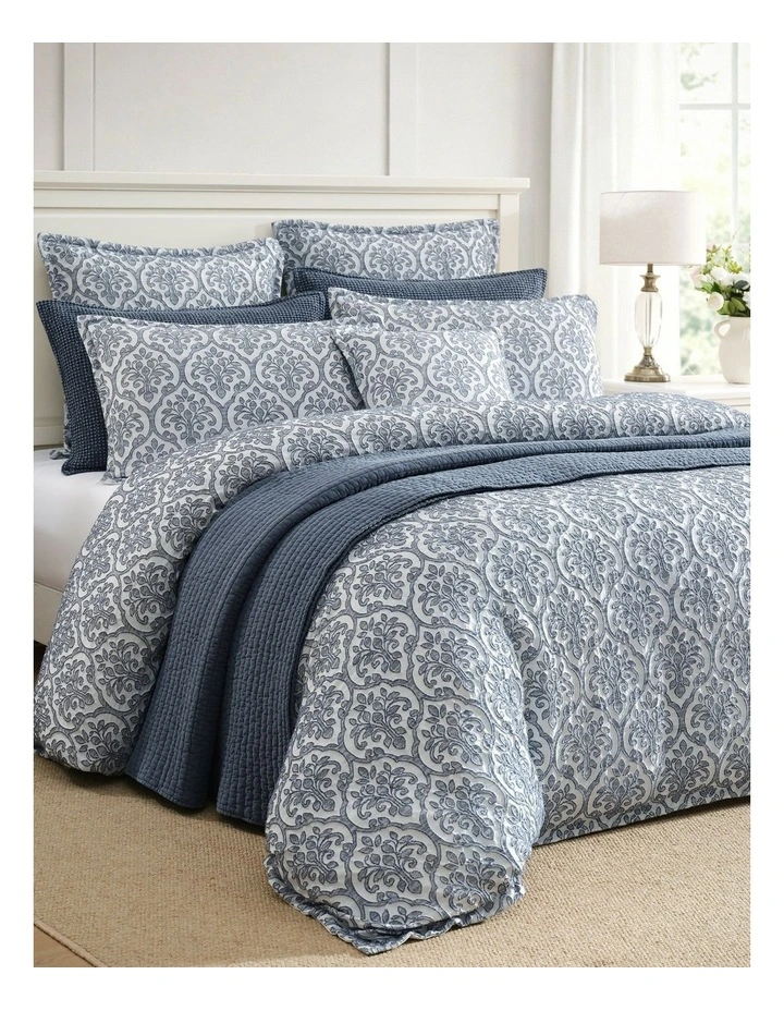 Theodora Quilt Cover Set in Petrol image 2