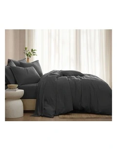 Bamboo Linen Quilt Cover Set in in Charcoal